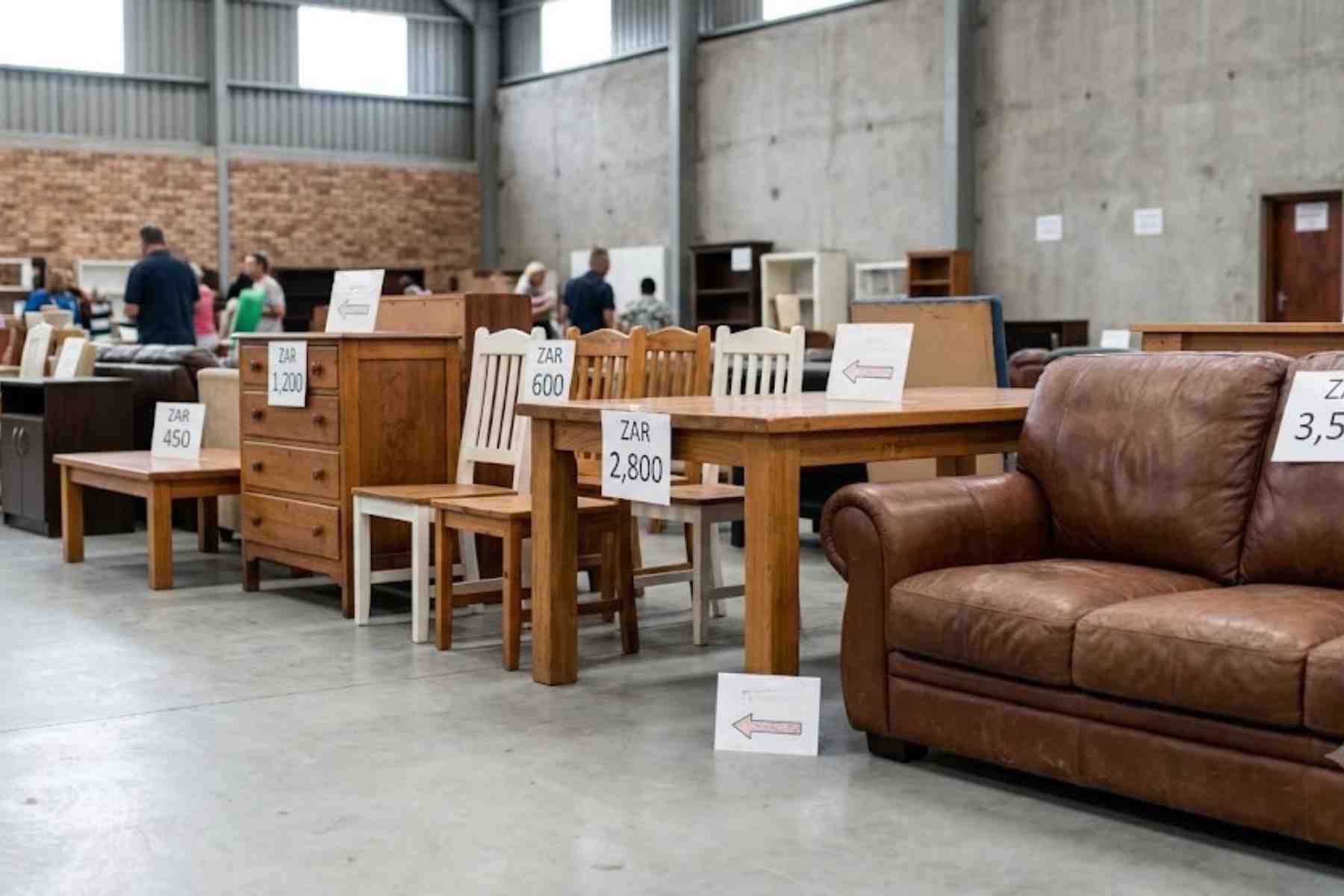 Homeowner preparing to sell unwanted furniture before moving house in South Africa.
